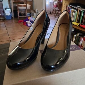 Clarks Black Patent Leather Pumps